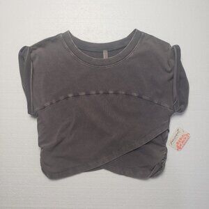 Free People Movement Women's Hot Shot Crossover Top in Gunmetal size M NWT